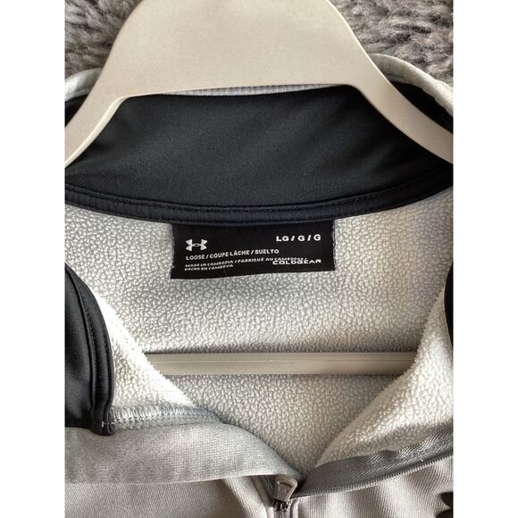 Under Armour Men's Long Sleeve Fleece Coldgear 1/2 Zip Pullover Top Gray Large - Picture 6 of 8